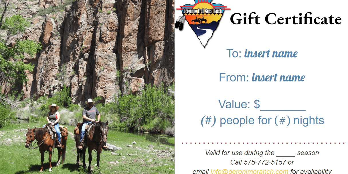 Geronimo Trail Guest Ranch Gift Certificate
